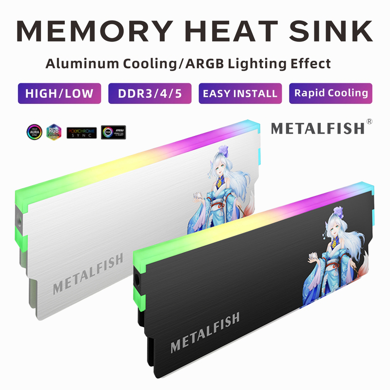 Pc Gaming Ddr3 - METALFISH DRAM dissipateur thermique 5V-3PIN ARGB