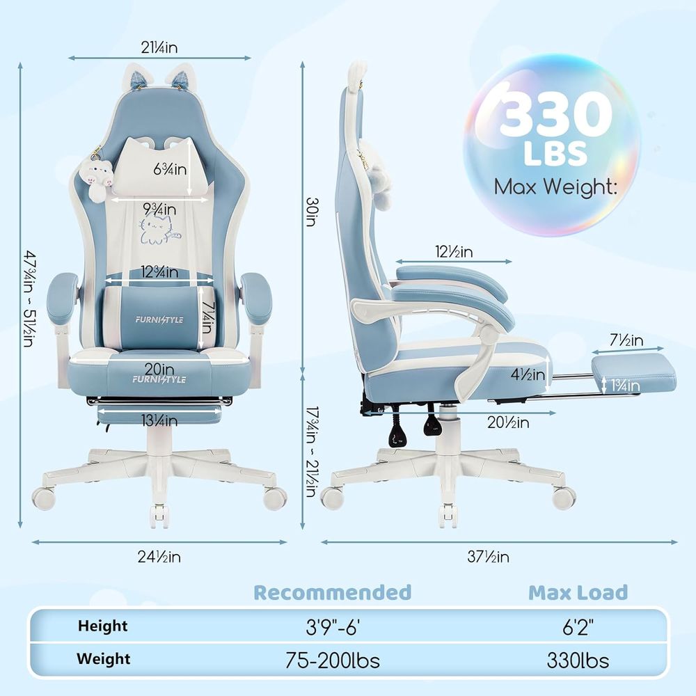 Chaise de jeu ergonomique bleu - Gaming Chair avis et prix