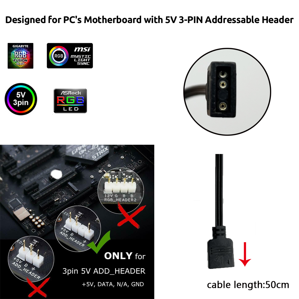 Connecteur 3 broches ARGB 5V p - Pc Gaming Usa avis et prix